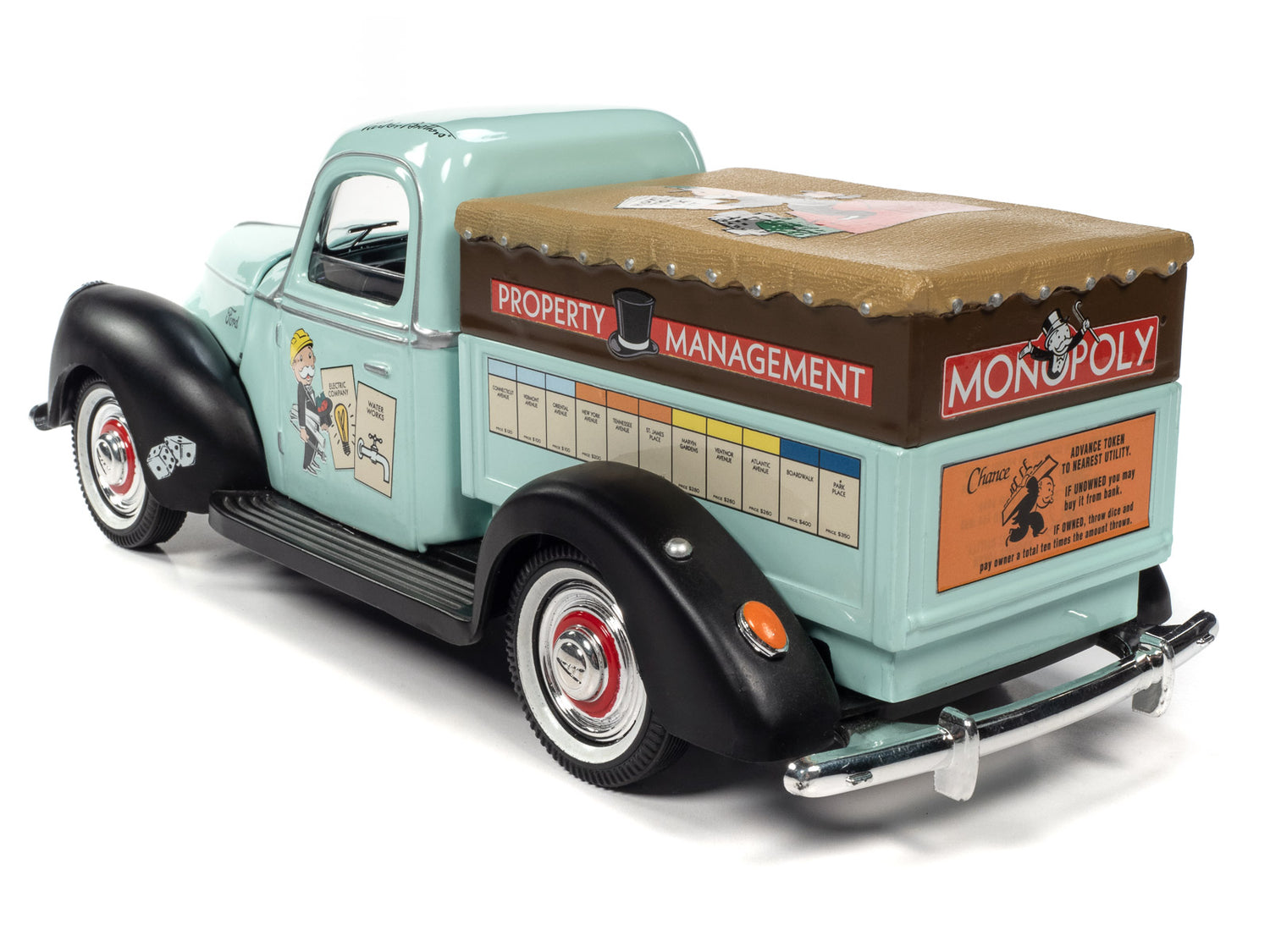 Auto World Monopoly 1940 Ford Property Management Truck w/Resin Figure 1:18 Scale Diecast