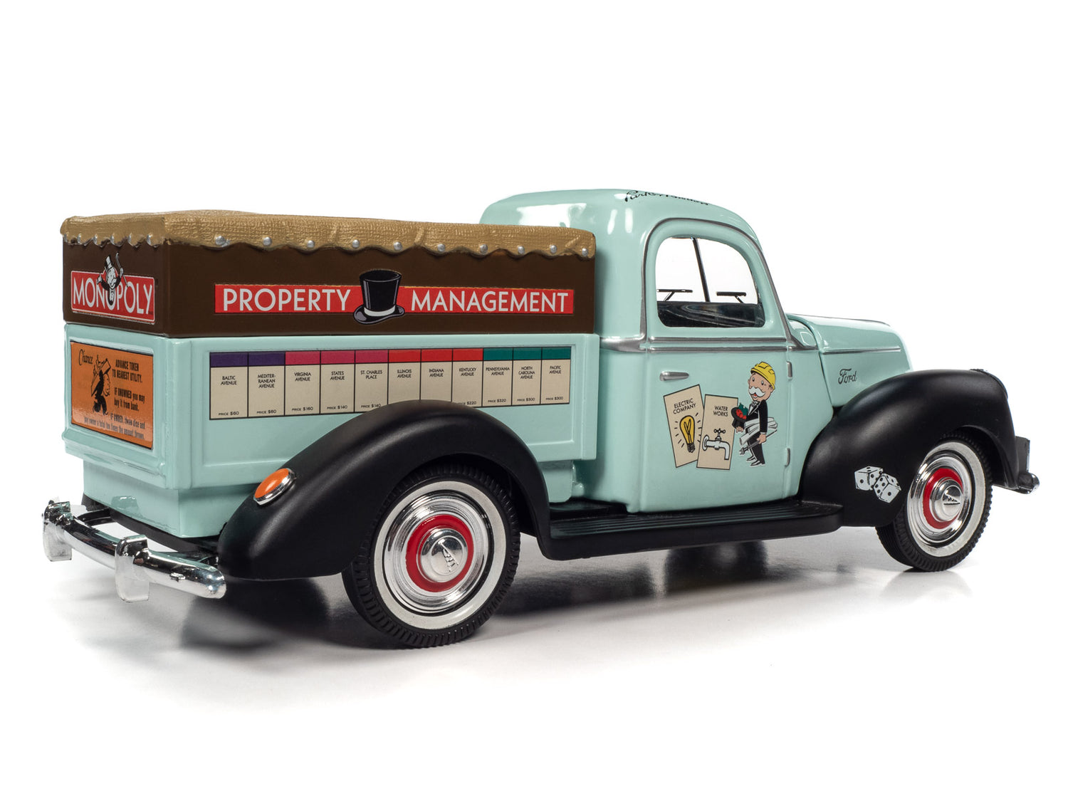 Auto World Monopoly 1940 Ford Property Management Truck w/Resin Figure 1:18 Scale Diecast