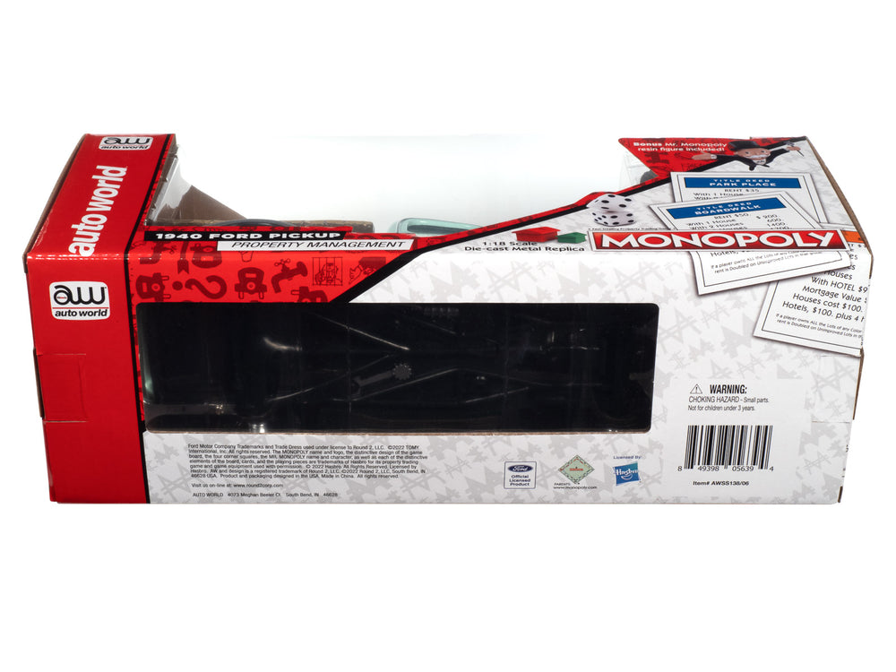 Auto World Monopoly 1940 Ford Property Management Truck w/Resin Figure 1:18 Scale Diecast