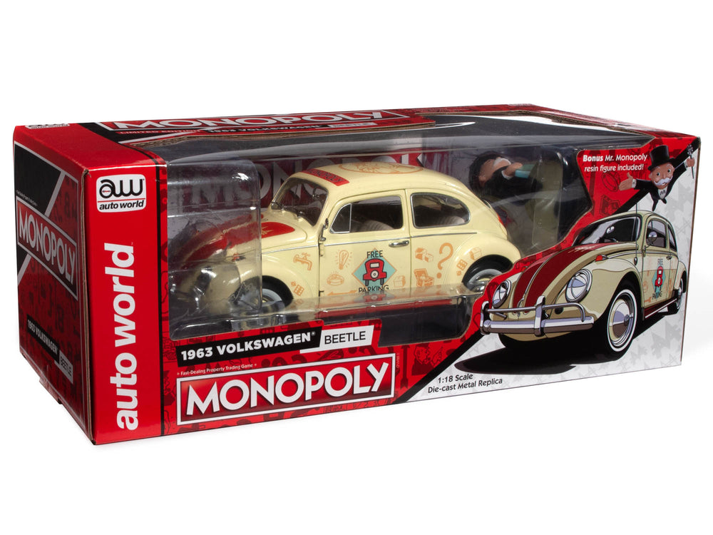 Auto World 1963 Volkswagen Beetle Monopoly Free Parking 1:18 Scale Diecast (118 SALE)