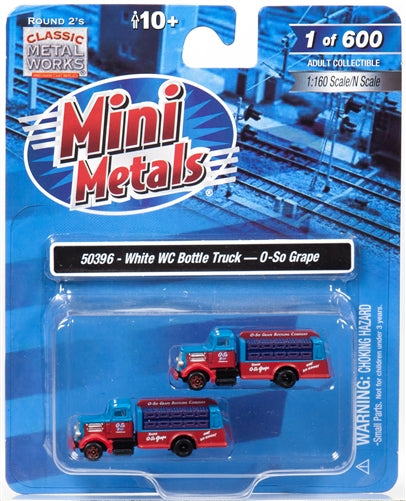 Classic Metal Works White WC Bottle Truck (O-So Grape) 2-Pack 1:160 N Scale