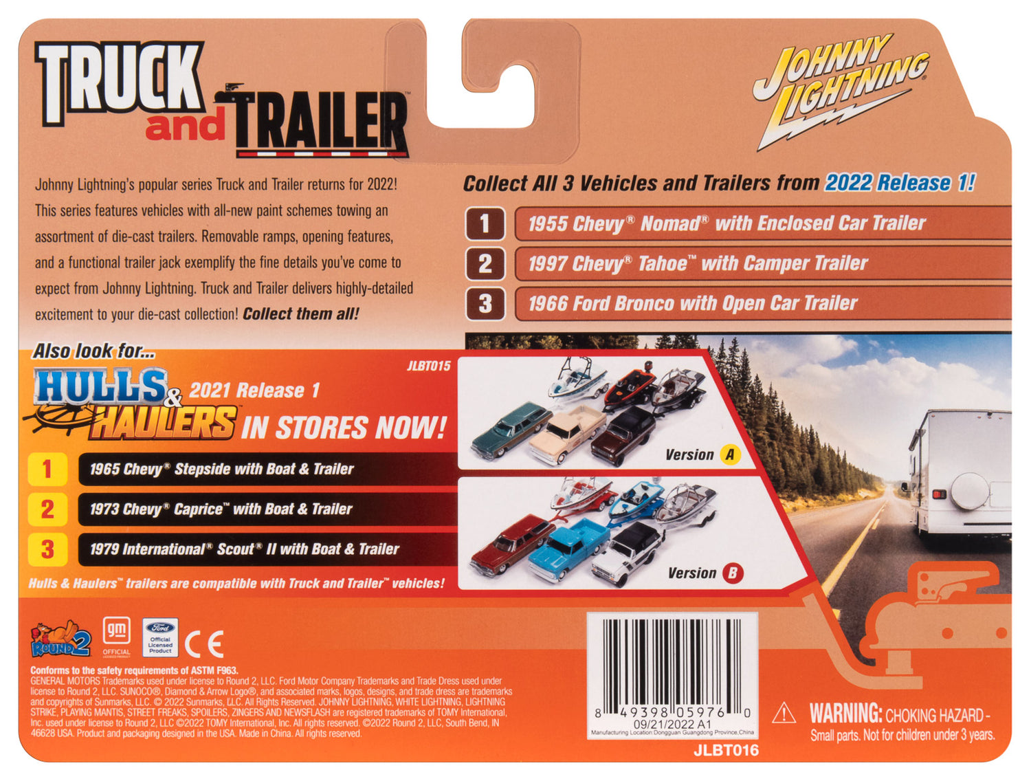 Johnny Lightning 1997 Chevy Tahoe w/Camper Trailer (Police SWAT) 1:64 Diecast