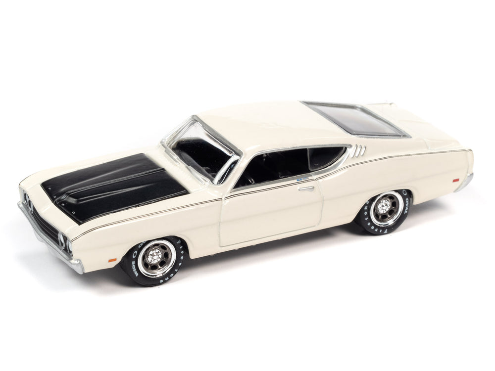 Johnny Lightning Classic Gold 1969 Ford Torino Talledega (Wimbledon White) 1:64 Scale Diecast