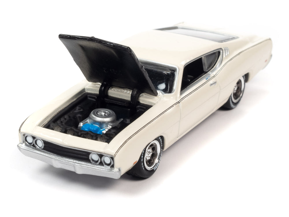 Johnny Lightning Classic Gold 1969 Ford Torino Talledega (Wimbledon White) 1:64 Scale Diecast