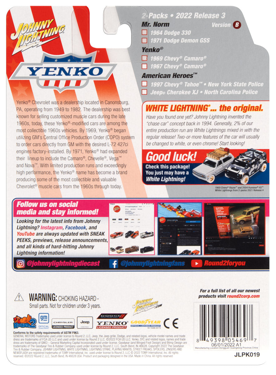 Johnny Lightning 2022 Release 3 YENKO Version B (2-Pack) 1:64 Scale Diecast