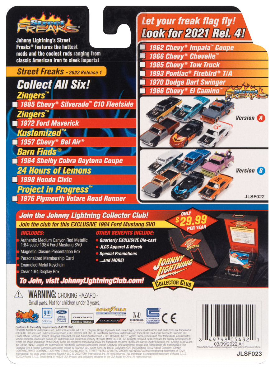 Johnny Lightning Street Freaks 1985 Chevrolet Silverado (Zinger) (Sunflower Yellow & Root Beer Metallic) 1:64 Scale Diecast