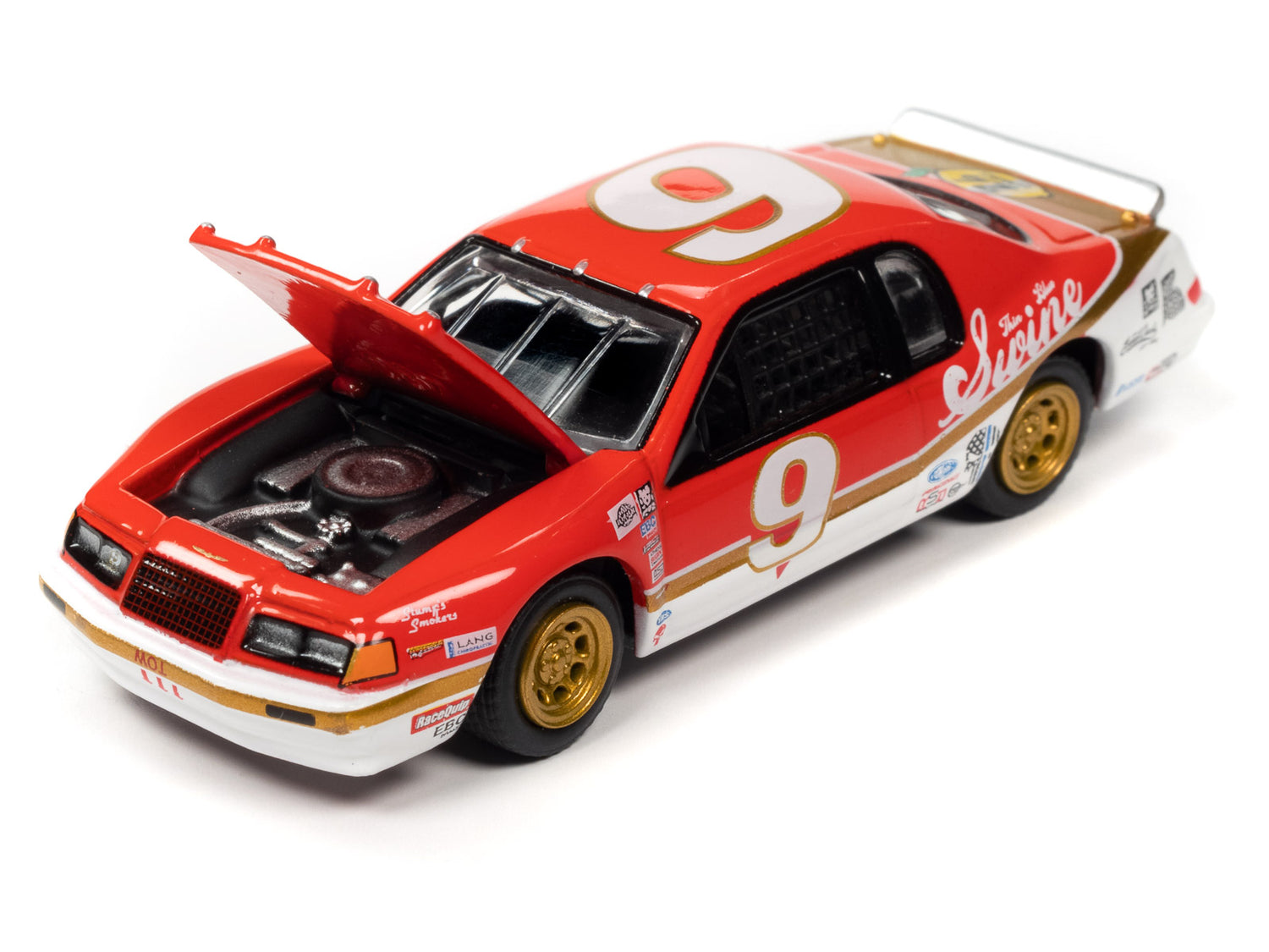 Johnny Lightning Street Freaks 1986 Ford Thunderbird Stock Car (24hrs of LeMons) (Red w/White and Gold Stripes) 1:64 Scale Diecast