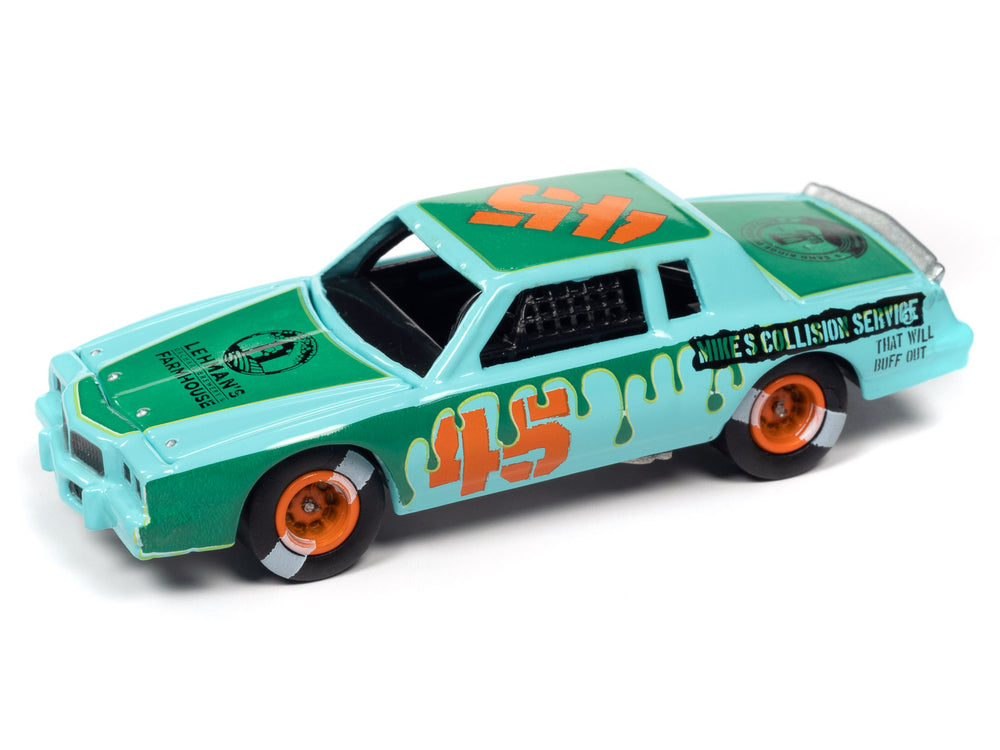 Johnny Lightning Street Freaks 1982 Pontiac Grand Prix Stock Car (Demolition Derby) ( Light Blue w/Green Graphics) 1:64 Scale Diecast