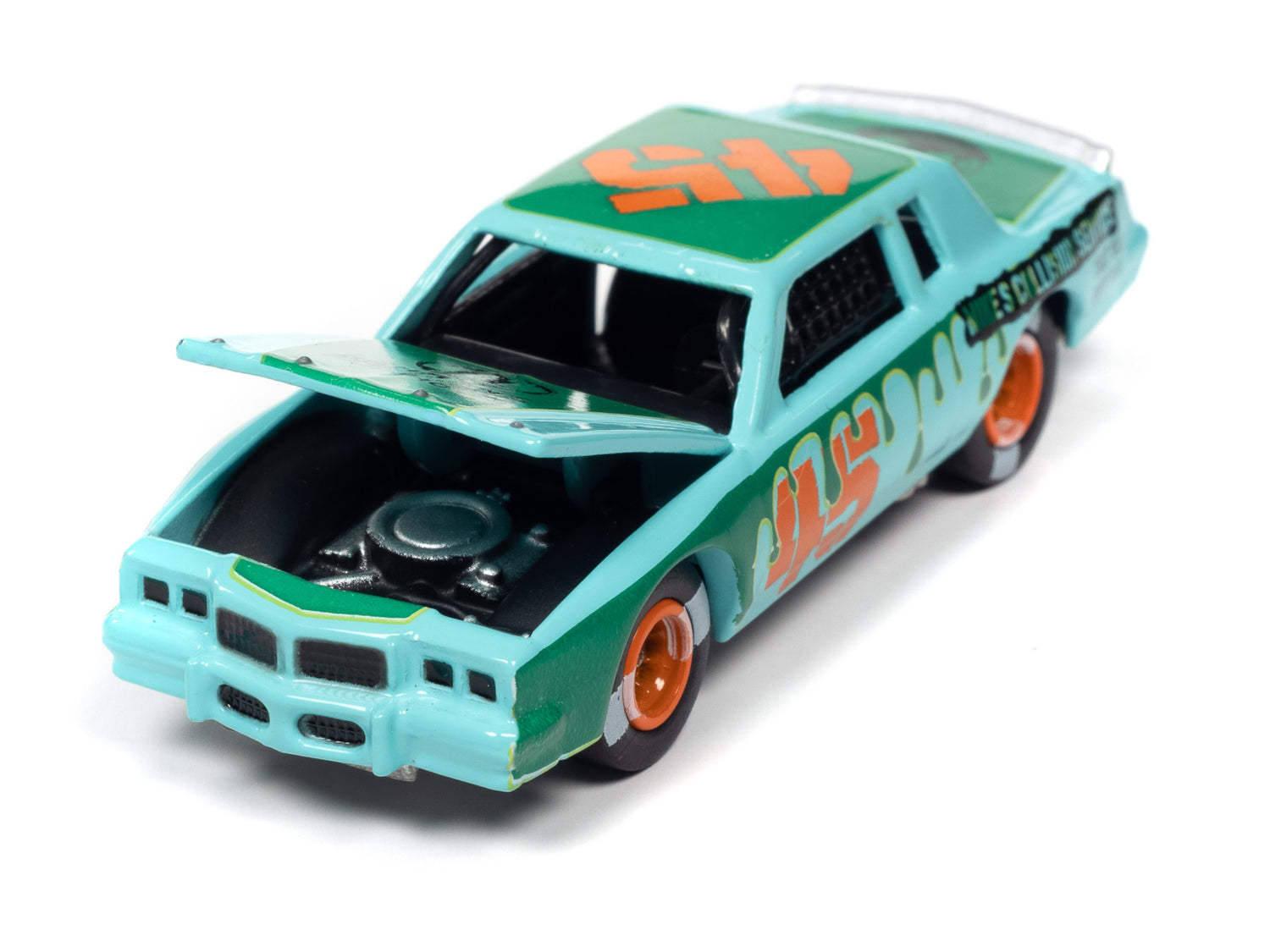 Johnny Lightning Street Freaks 1982 Pontiac Grand Prix Stock Car (Demolition Derby) ( Light Blue w/Green Graphics) 1:64 Scale Diecast