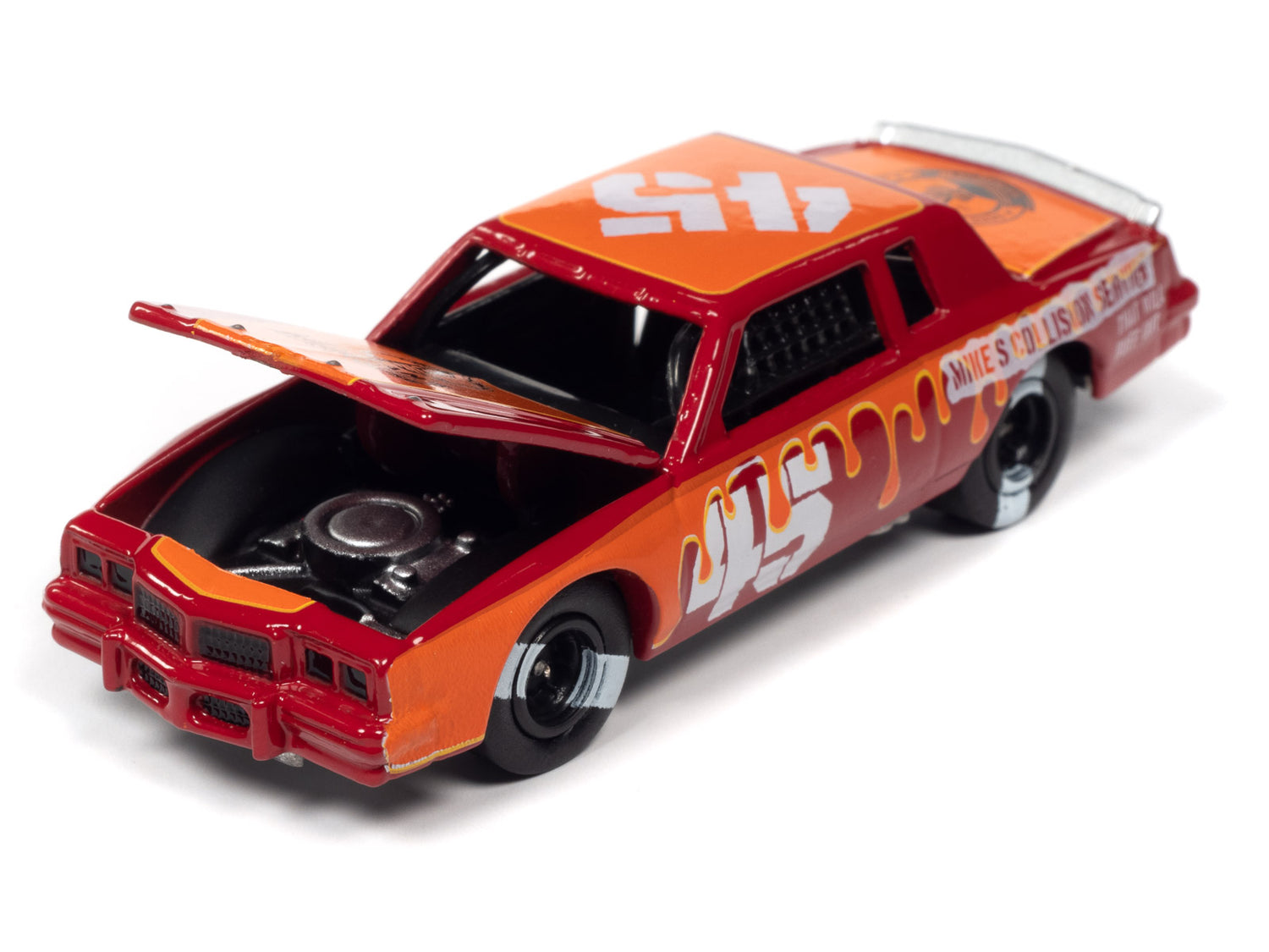 Johnny Lightning Street Freaks 1982 Pontiac Grand Prix Stock Car (Demolition Derby) (Red w/Orange Graphics) 1:64 Scale Diecast