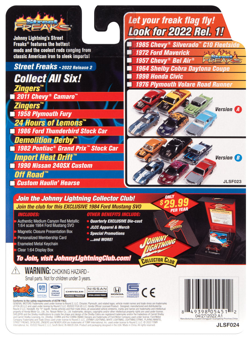 Johnny Lightning Street Freaks 1982 Pontiac Grand Prix Stock Car (Demolition Derby) (Red w/Orange Graphics) 1:64 Scale Diecast