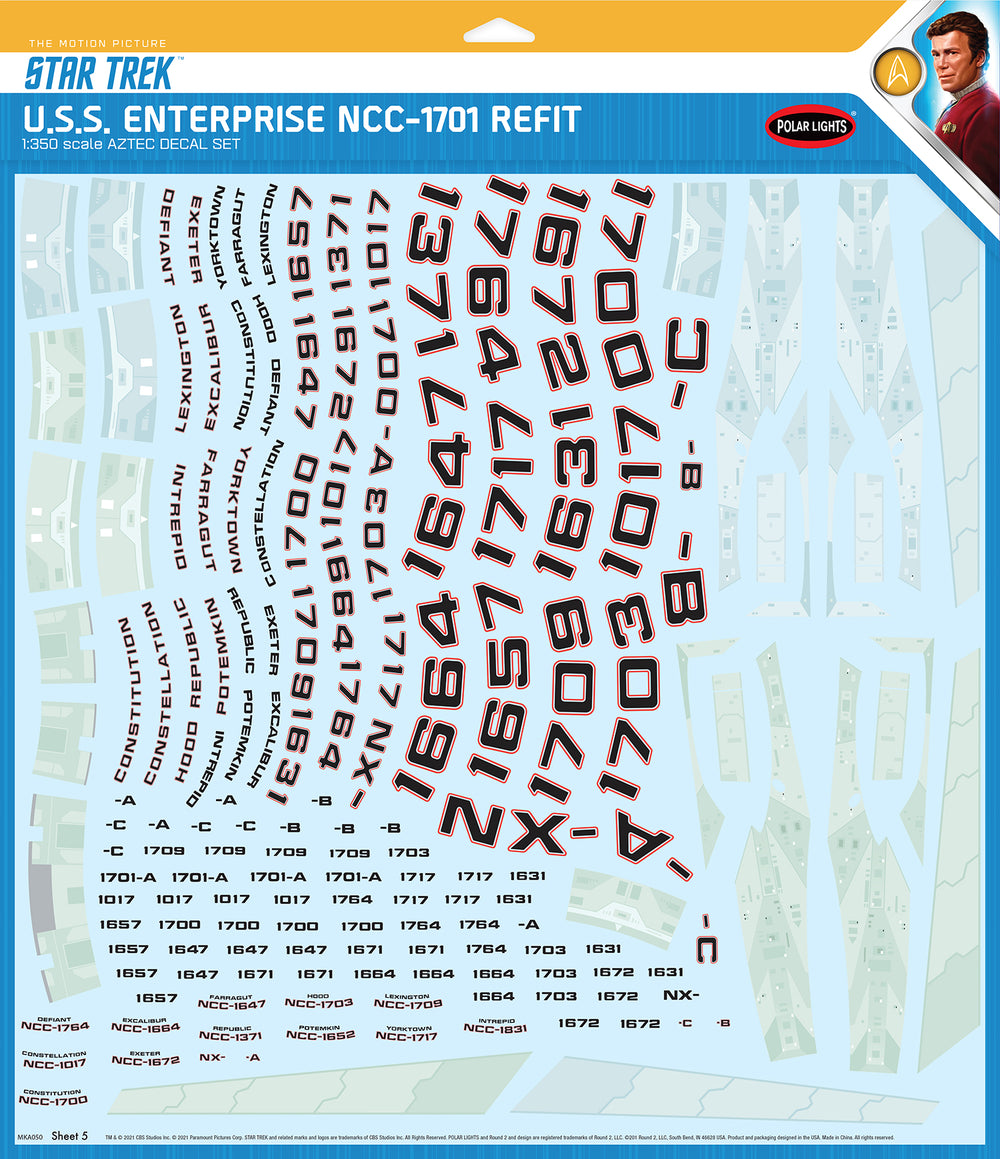 Star Trek U.S.S. Enterprise NCC-1701 Refit Aztec Decals 1:350 Scale