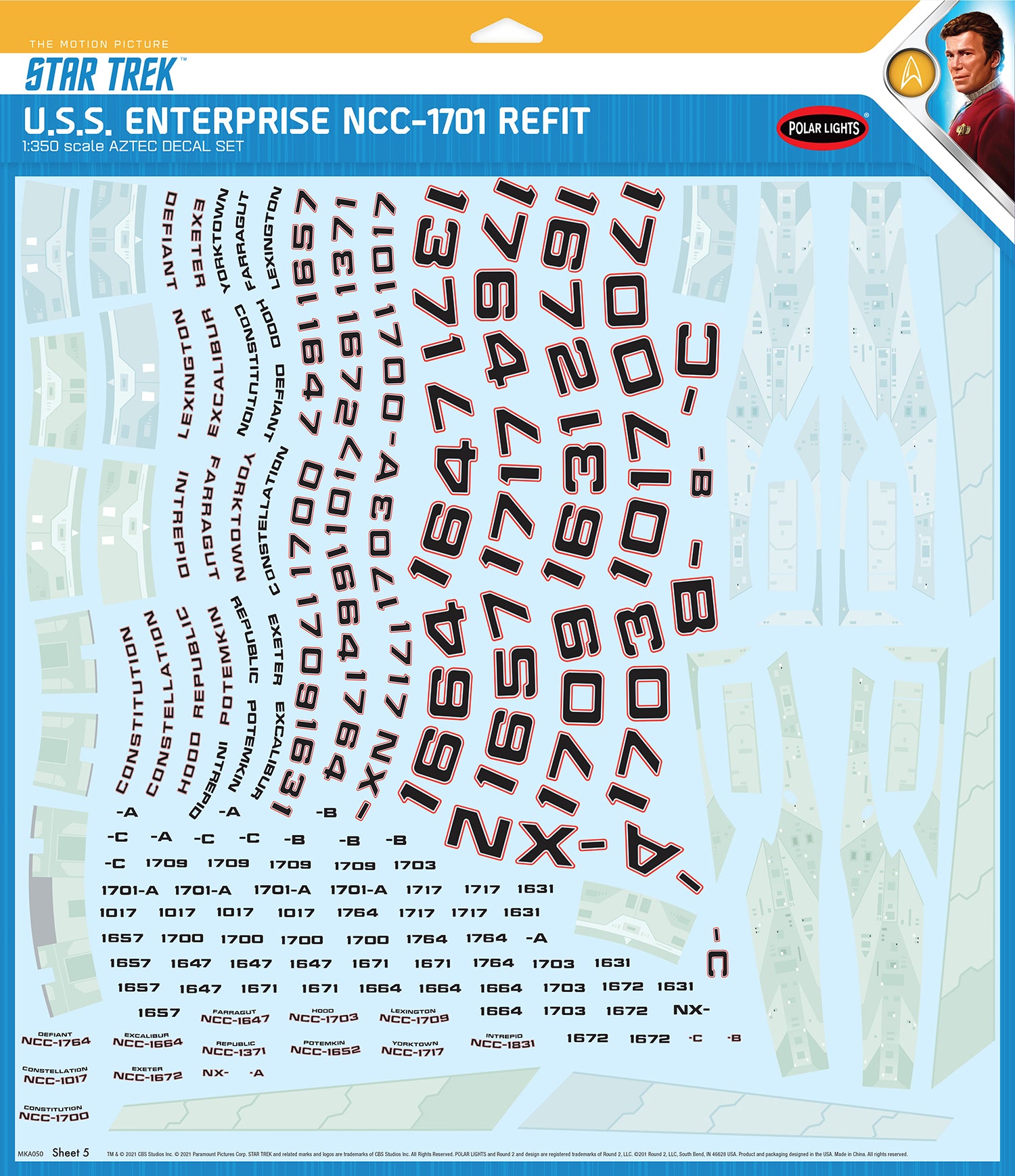 Star Trek U.S.S. Enterprise NCC-1701 Refit Aztec Decals 1:350 Scale