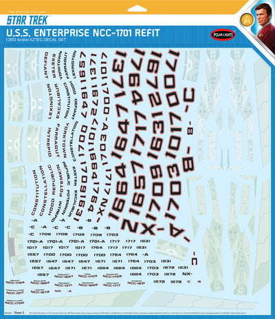 Star Trek U.S.S. Enterprise NCC-1701 Refit Aztec Decals 1:350 Scale