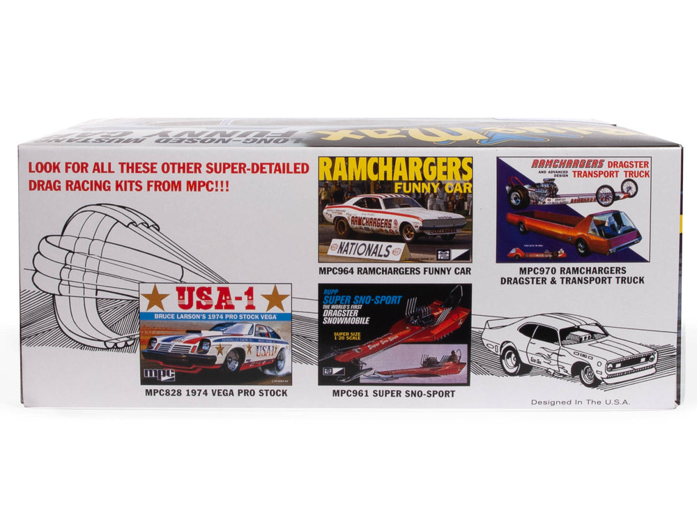 MPC Blue Max Long Nose Mustang Funny Car 1:25 Scale Model Kit - Auto World Store