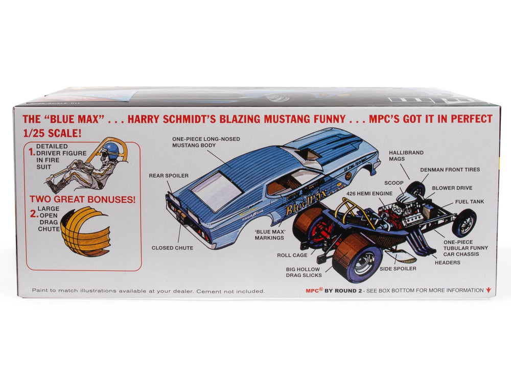 MPC Blue Max Long Nose Mustang Funny Car 1:25 Scale Model Kit - Auto World Store