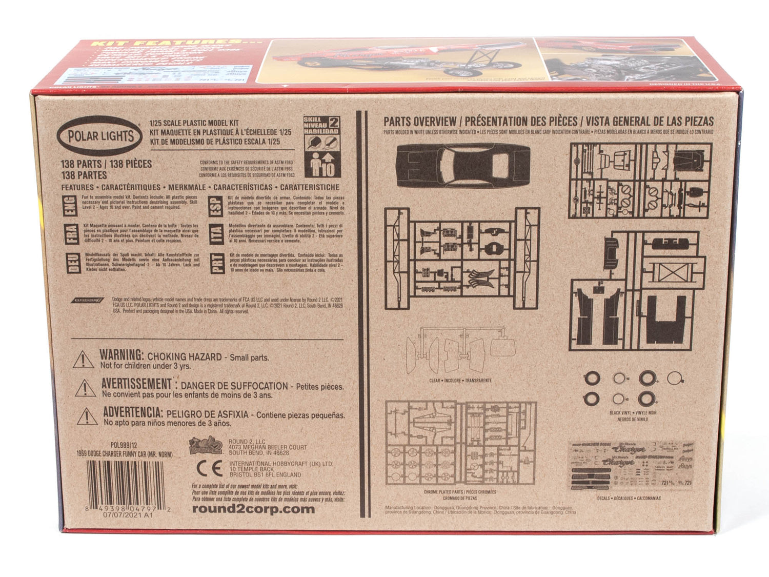 Polar Lights 1969 Dodge Charger Funny Car Mr. Norm 1:25 Scale Model Kit