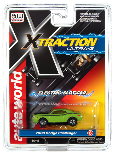 Auto World Xtraction R34 2008 Dodge Challenger (Green) HO Scale Slot Car