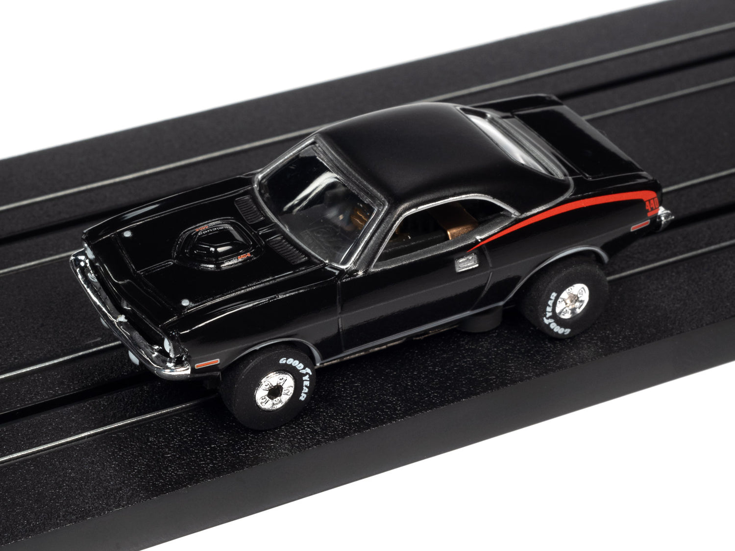 Auto World Thunderjet OK Used Cars 1970 Plymouth Cuda (Black) HO Scale Slot Car