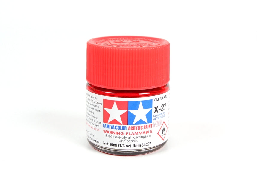 Tamiya Acrylic Mini X27, Clear Red 10ml Bottle