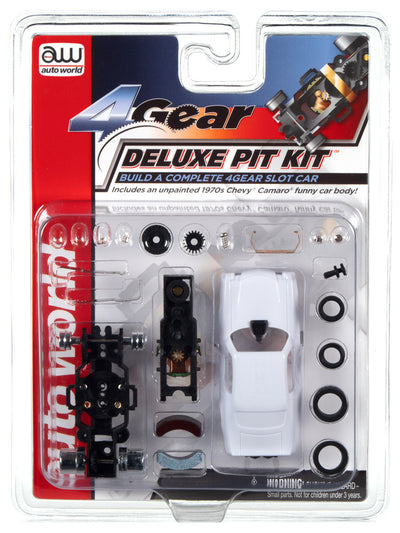 Auto World 4 Gear Deluxe Pit Kit (w/1970s Chevy Camaro Funny Car Body) HO Scale