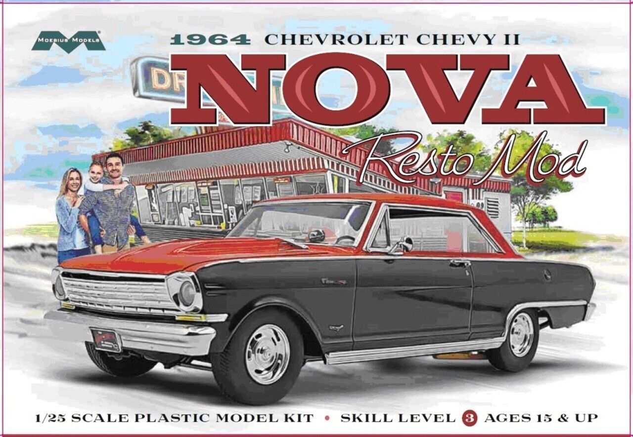 Moebius 1964 Chevy II Nova Resto Mod 1:25 Scale Model Kit