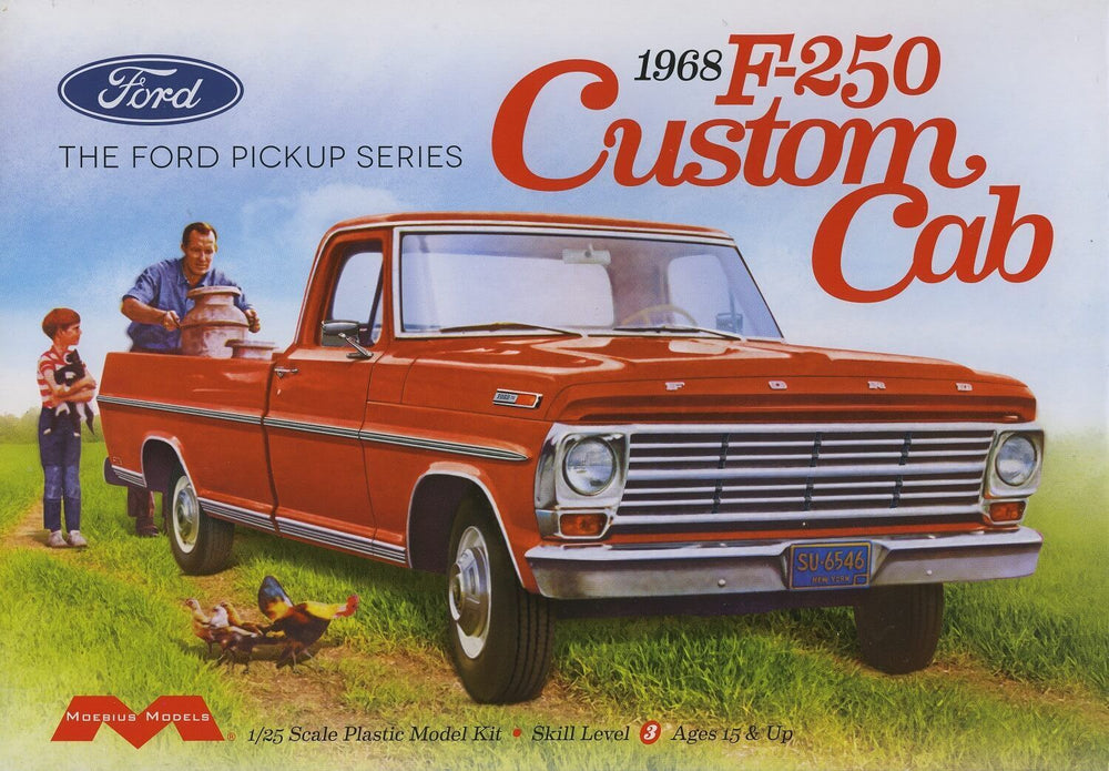 Moebius 1968 Ford F-250 Custom Cab Pickup 1:25 Scale Model Kit