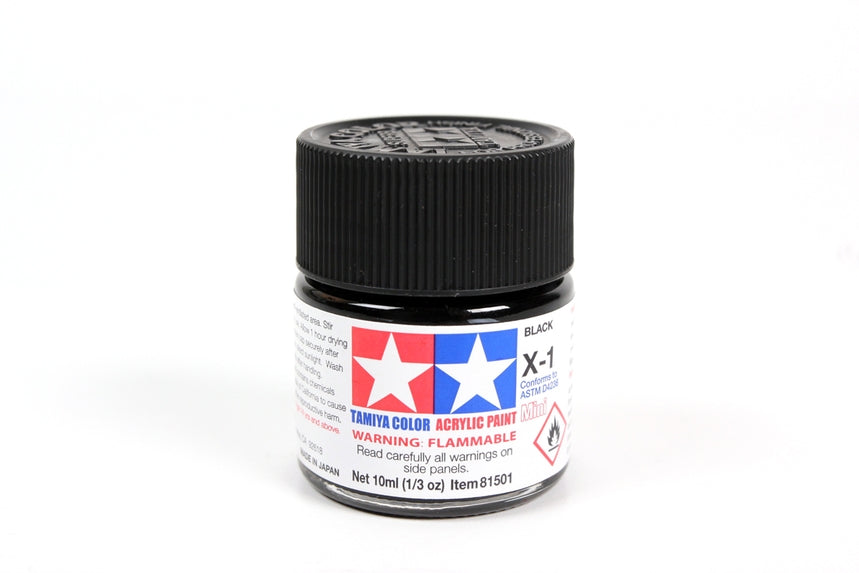 Tamiya Acrylic Mini X1, Black 10ml Bottle