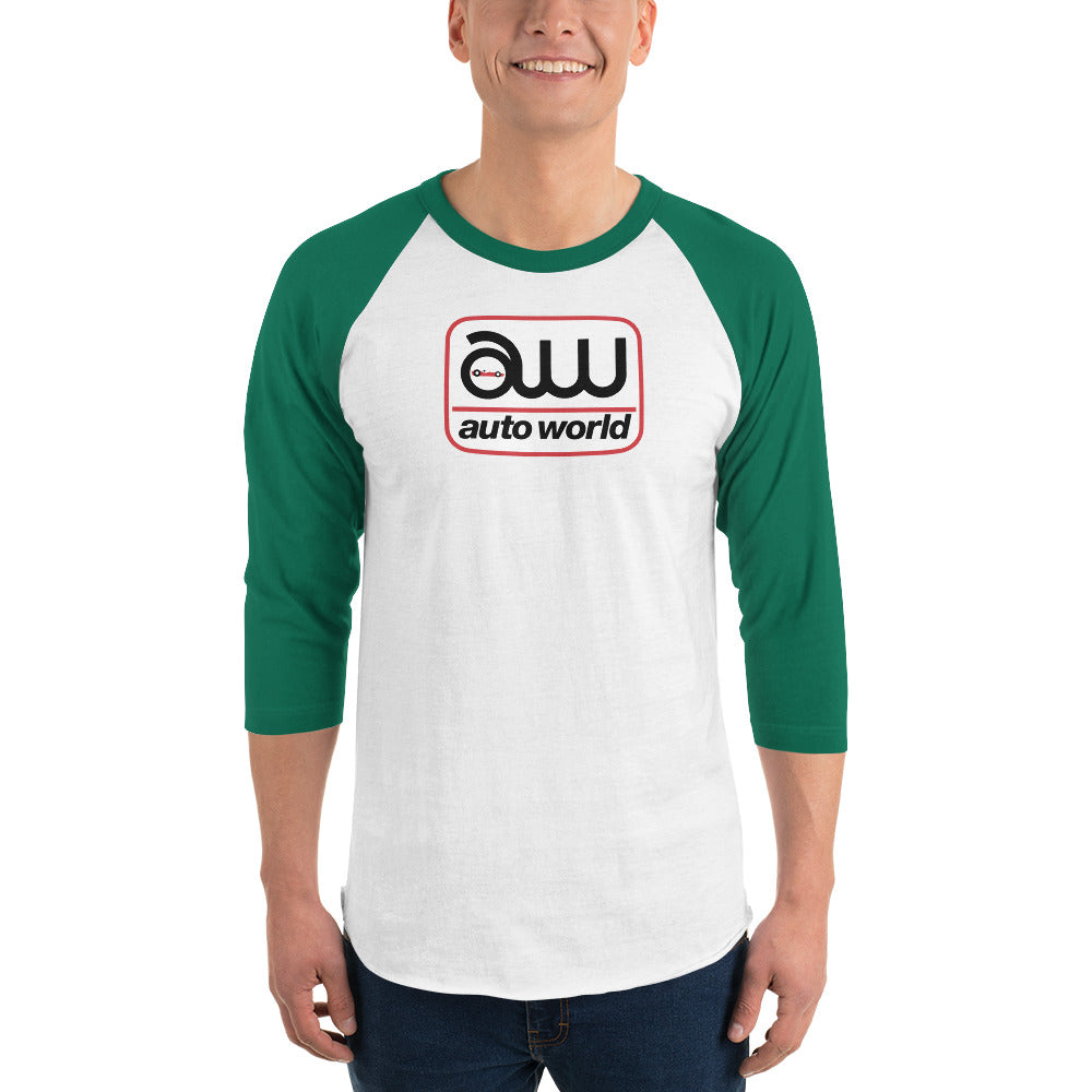 AUTO WORLD LOGO PRINTED T-SHIRT (FRONT) 3/4 Sleeve Raglan Shirt