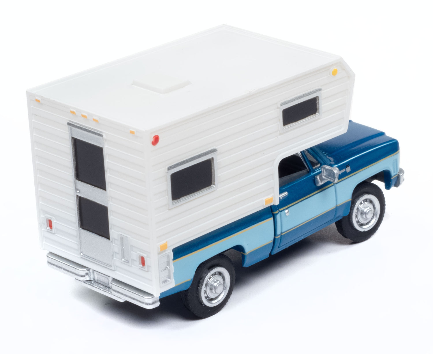 Classic Metal Works 1977 Chevy Fleetside Camper Pickup (Bright Blue Poly & Light Blue) 1:87 HO Scale