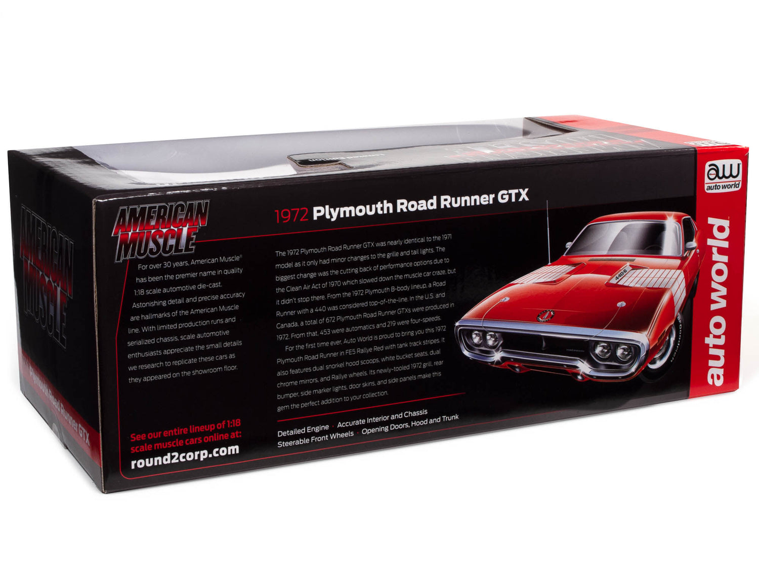American Muscle 1972 Plymouth Road Runner GTX 1:18 Scale Diecast