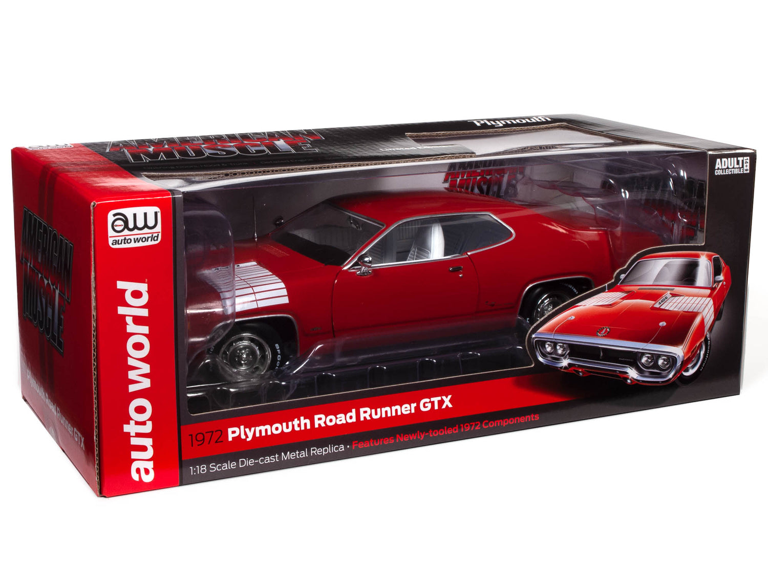 American Muscle 1972 Plymouth Road Runner GTX 118 Scale Diecast Auto
