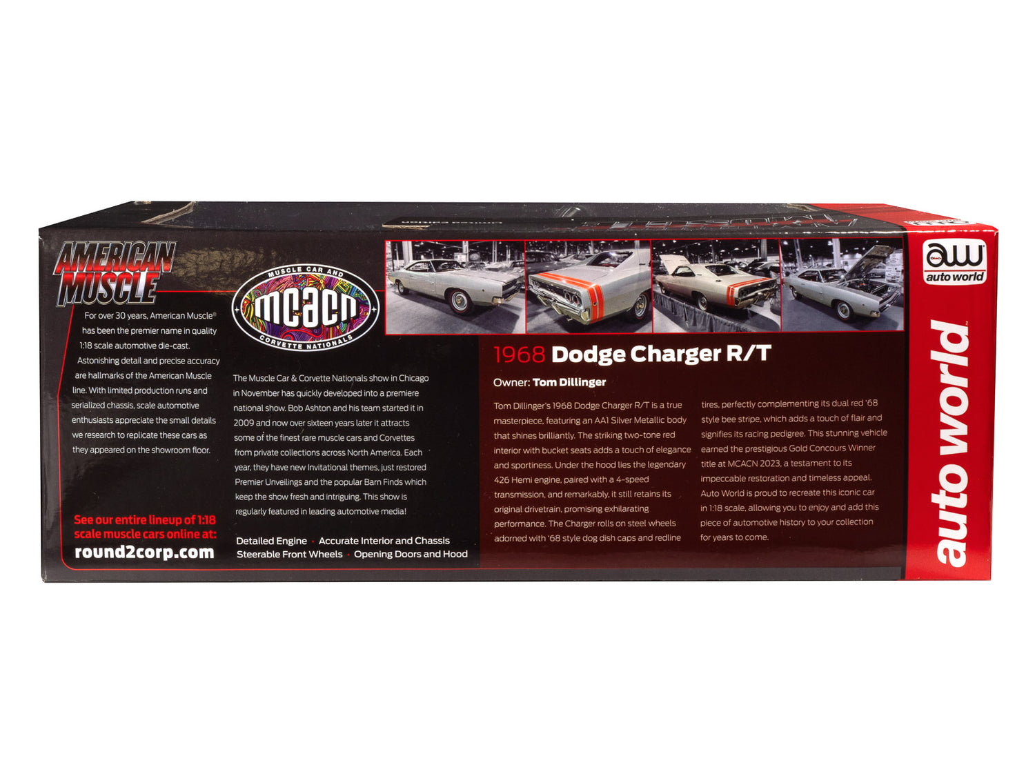 "PRE-ORDER" American Muscle 1968 Dodge Charger R/T MCACN 1:18 Scale Diecast (DUE SEPTEMBER 2025)
