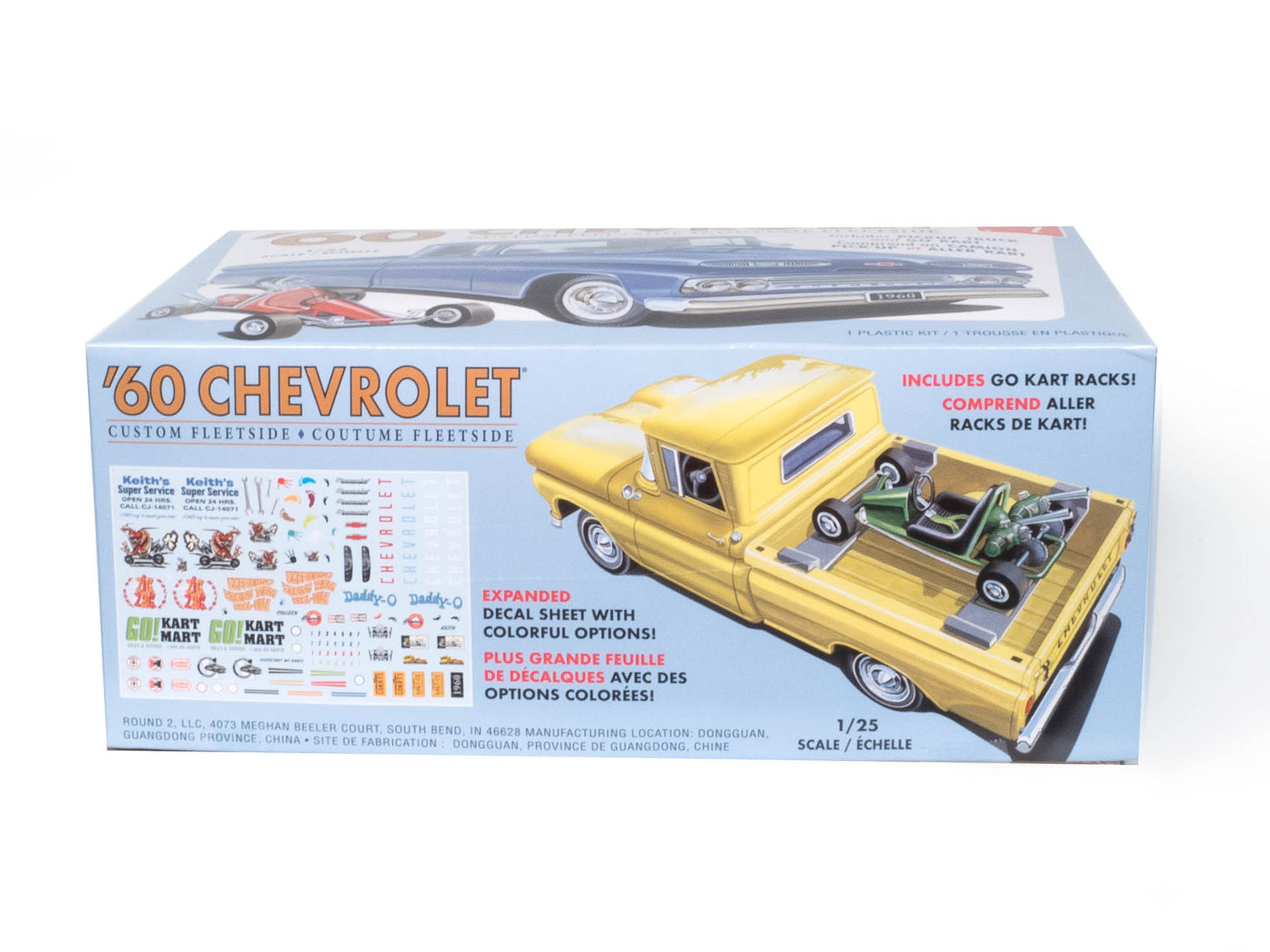 AMT 1960 Chevy Custom Fleetside Pickup w-Go Kart 1:25 Scale Model Kit