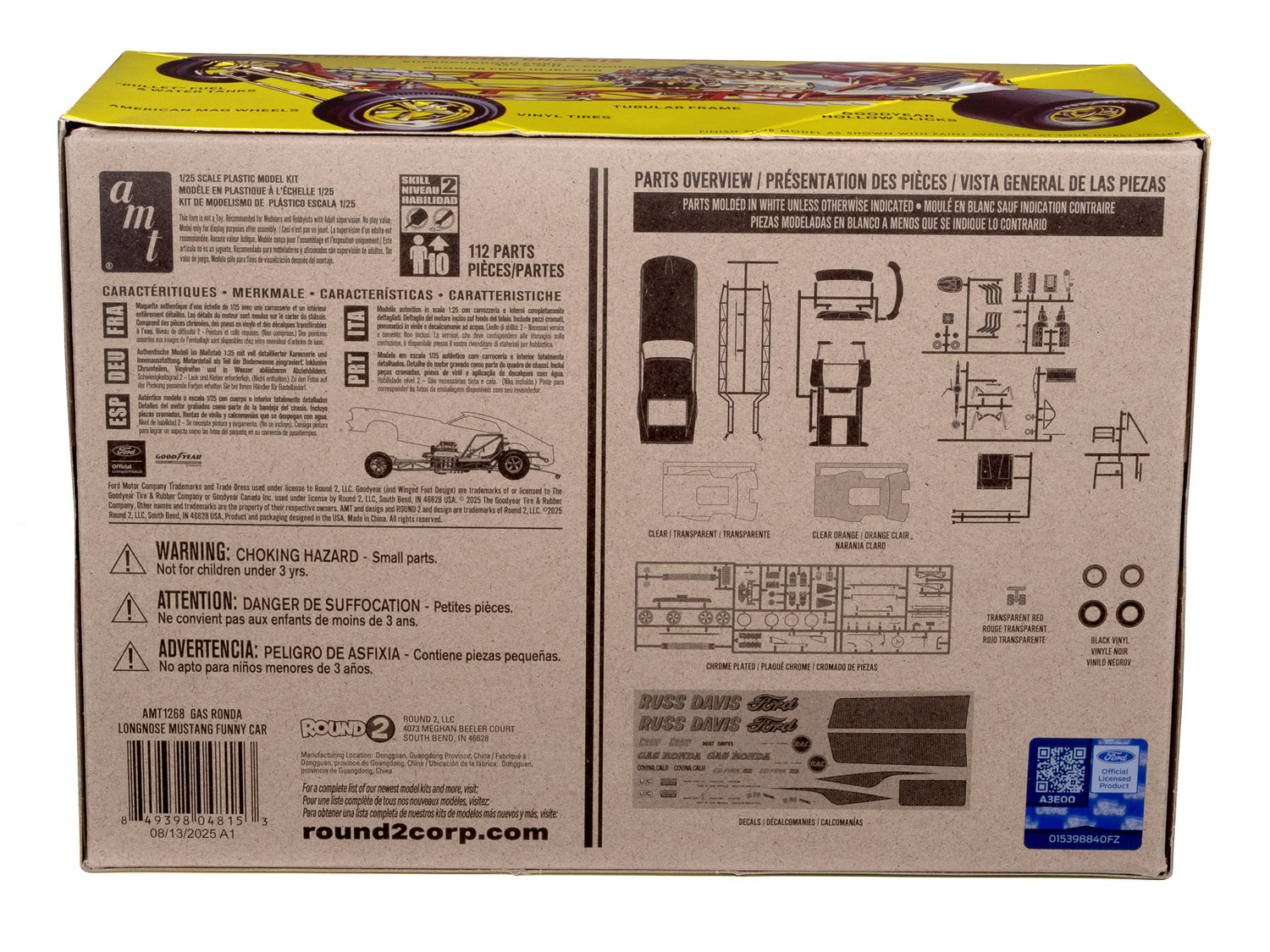 AMT 1969 Ford Mustang Long Nose Funny Car "Gas Ronda" 1:25 Scale Model Kit - Auto World Store