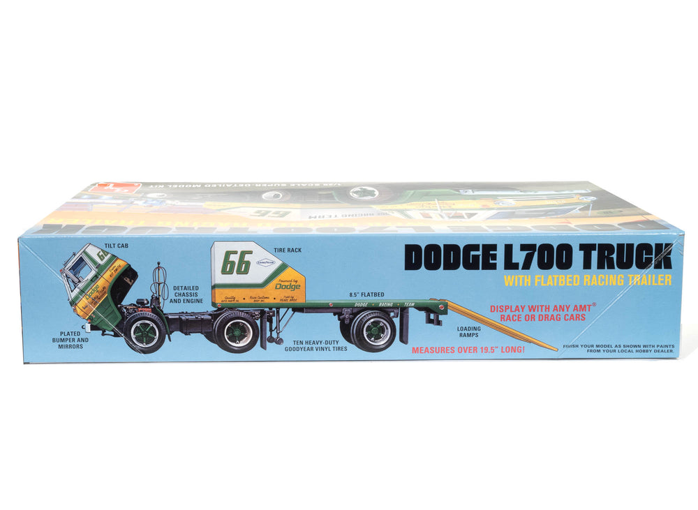 AMT 1966 Dodge L700 Truck w/Flatbed Racing Trailer 1:25 Scale Model Kit