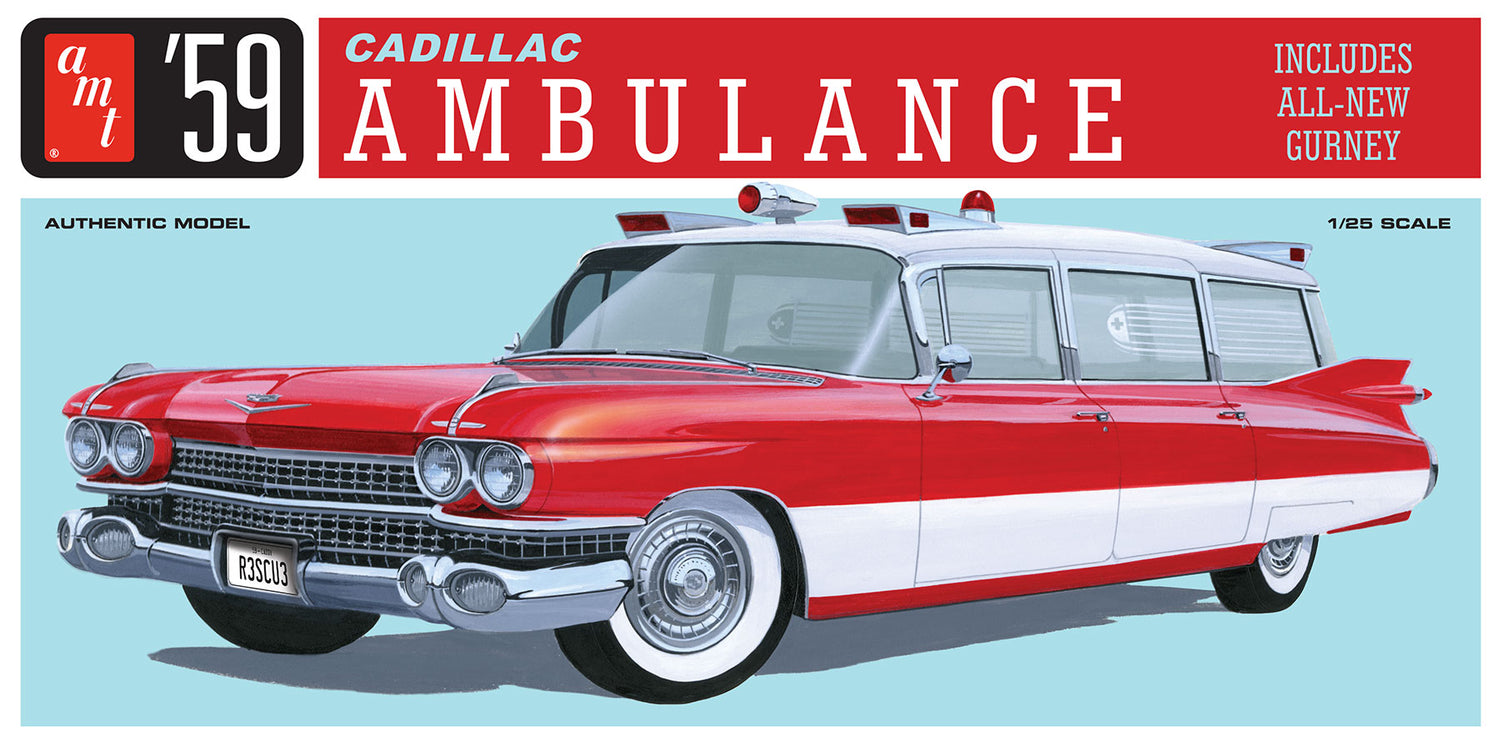 AMT 1959 Cadillac Ambulance w/Gurney 1:25 Scale Model Kit