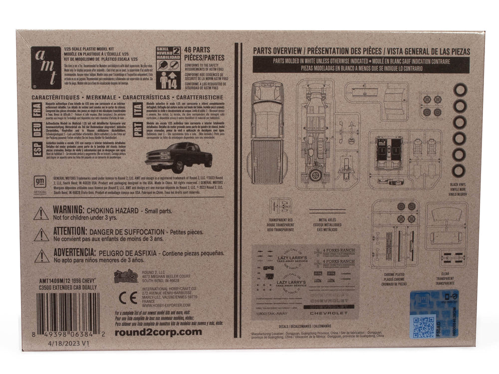 AMT 1996 Chevrolet C-3500 Dually Pickup Easy Build 1:25 Scale Model Kit
