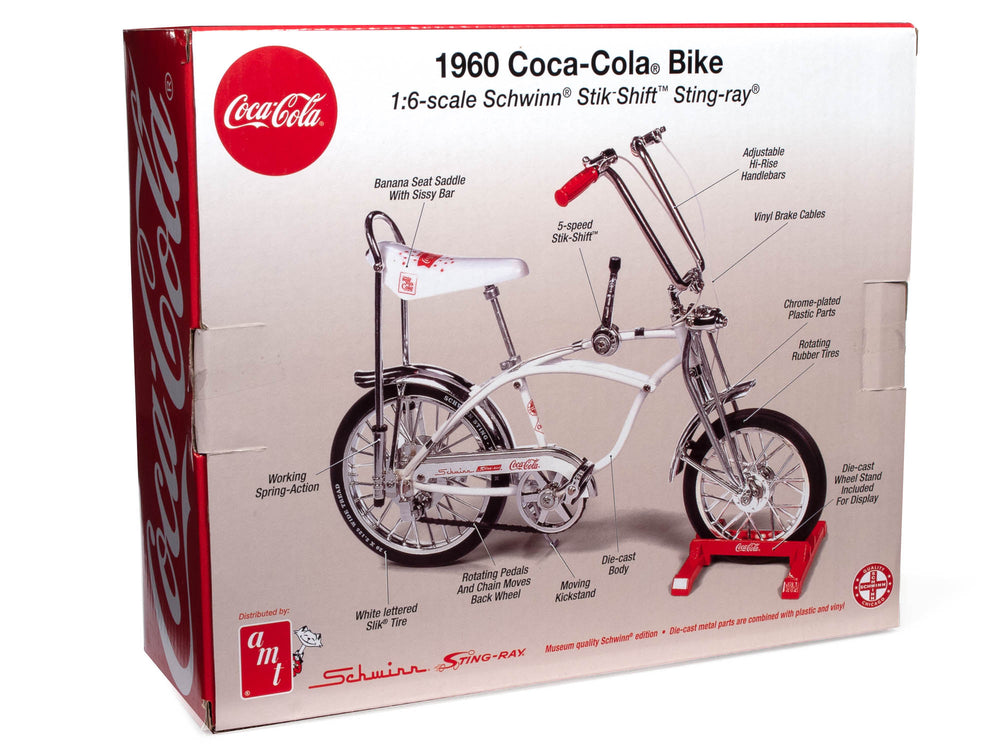 Schwinn 1960 Coca-Cola White Bicycle 1:6 Scale Diecast Model by AMT