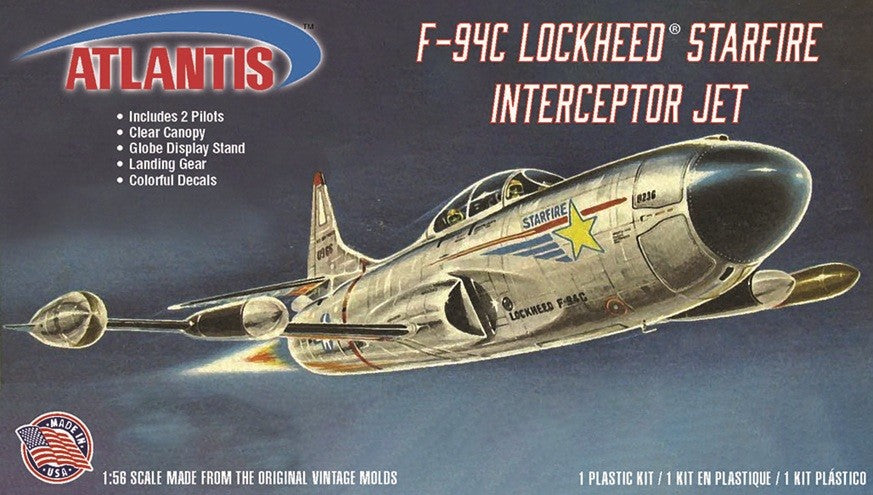Atlantis Lockheed F-94C Starfire Interceptor with Swivel Stand 1:56 Scale Model Kit