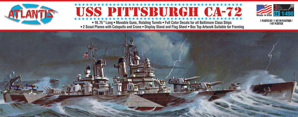 Atlantis USS Pittsburgh (CA-72) Baltimore-Class Heavy Cruiser 1:490 Scale Model Kit