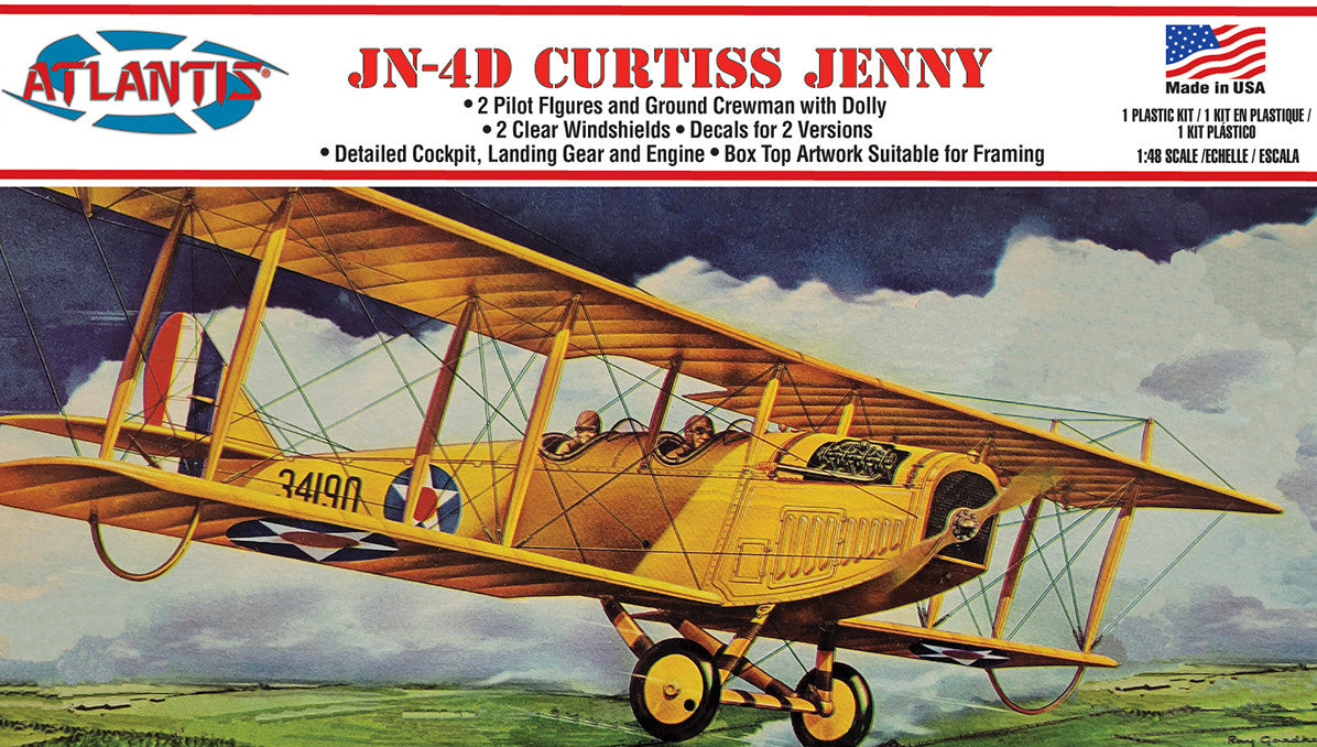 Atlantis Curtiss JN "Jenny" JN-4D Airplane 1:48 Scale Model Kit