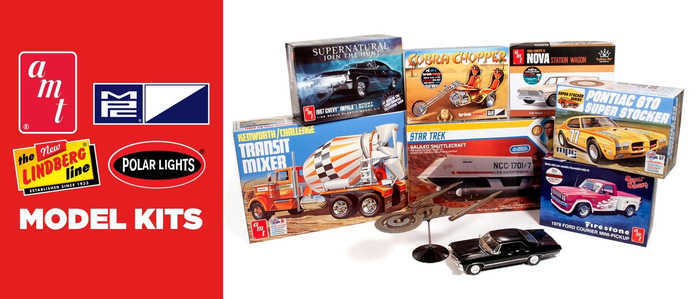 muscle car, truck and star trek plastic model kits 