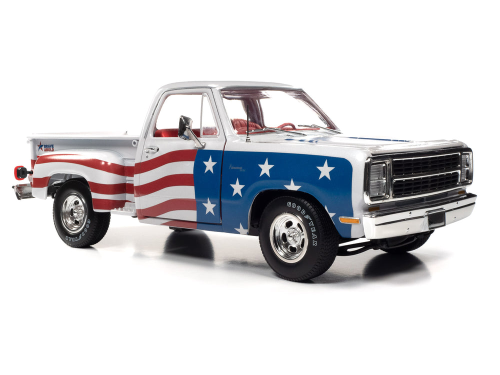 Auto World 1980 Dodge Stepside Patriotic Pickup 1:18 Scale Diecast