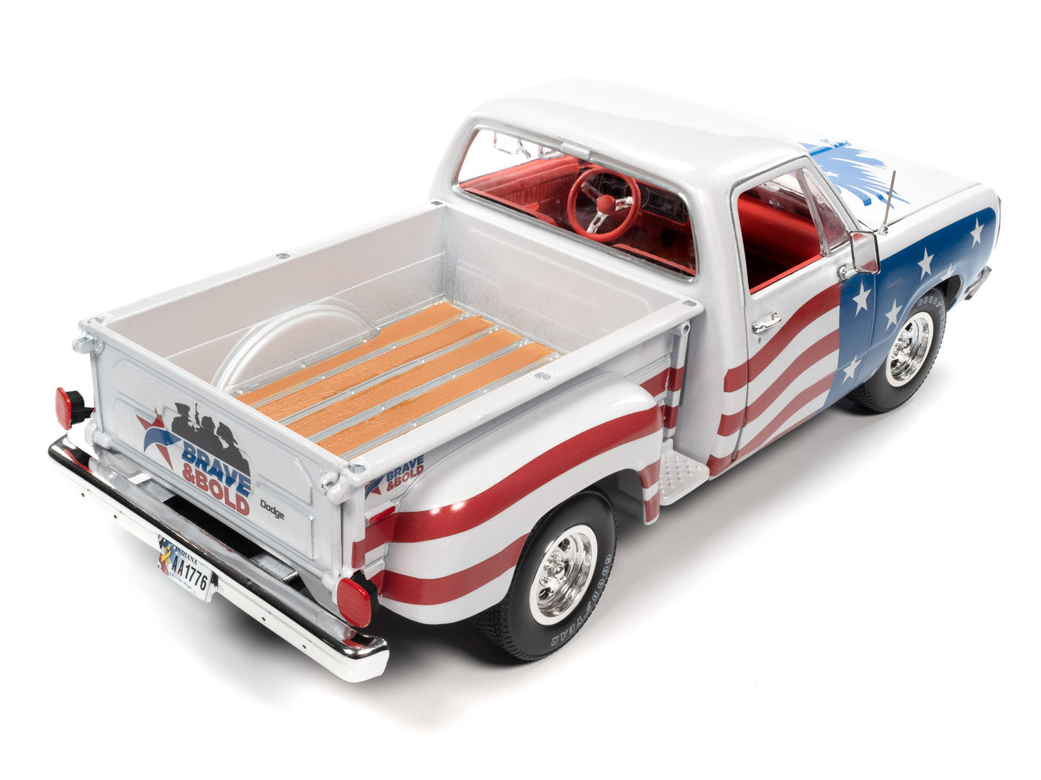 Auto World 1980 Dodge Stepside Patriotic Pickup 1:18 Scale Diecast