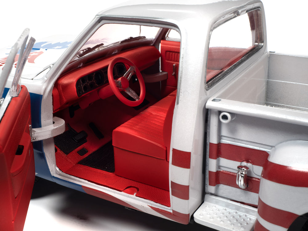 Auto World 1980 Dodge Stepside Patriotic Pickup 1:18 Scale Diecast