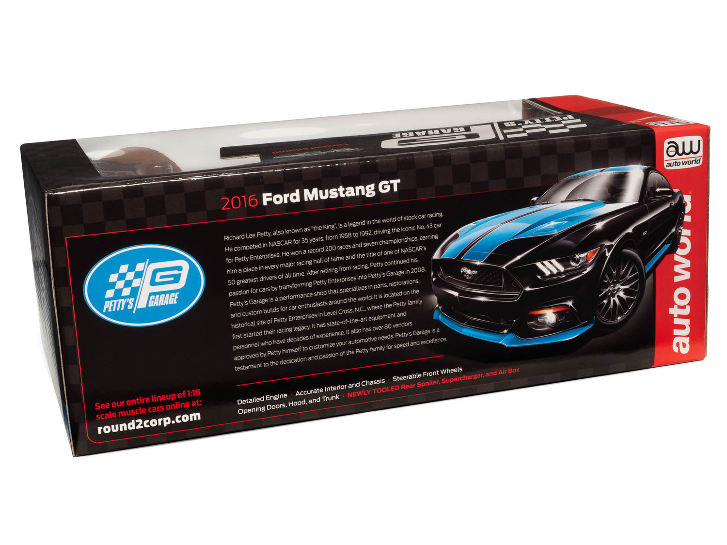 Auto World 2016 Ford Mustang Petty's Garage 1:18 Scale Diecast