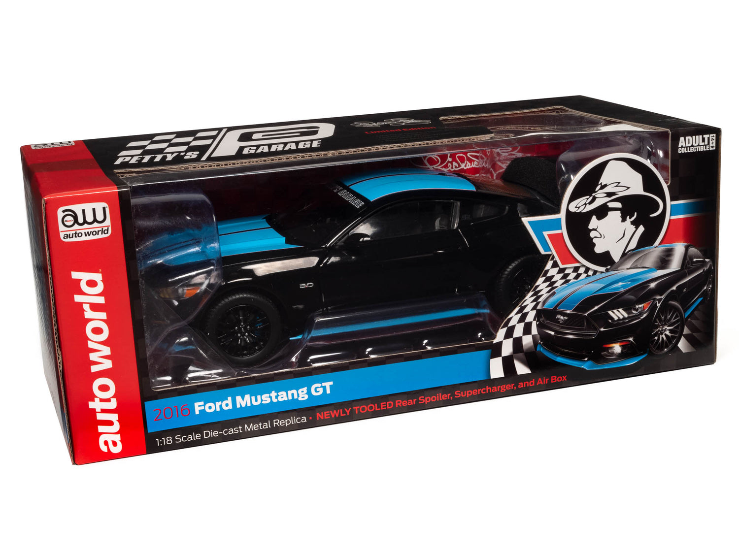 Auto World 2016 Ford Mustang Petty's Garage 1:18 Scale Diecast
