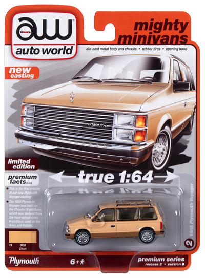 Auto World 1985 Plymouth Voyager (Cream with Tan Lower Sides) 1:64 Diecast
