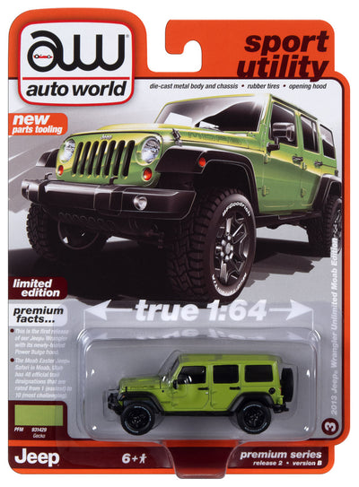 Auto World 2013 Jeep Wrangler Unlimited Moab Edition (Gecko Green) 1:64 Diecast